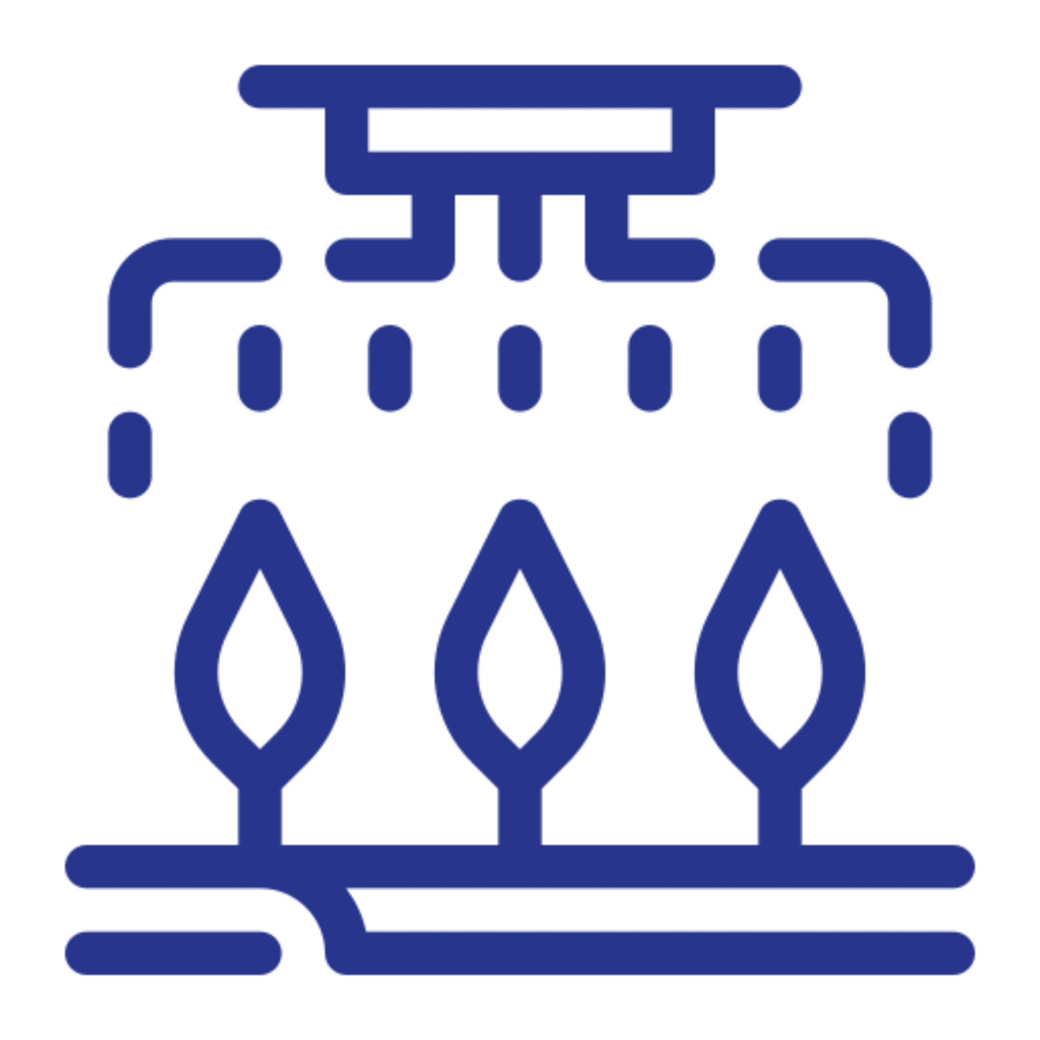 Blue background with four outlined diamond shapes.